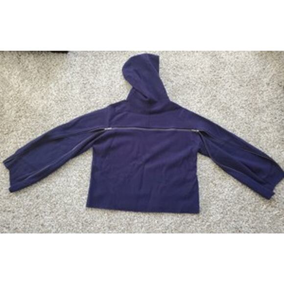 A|X Armani Exchange 100% Wool Dark Blue Hooded Sweater, Xlarge - Picture 2 of 8